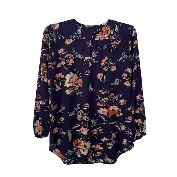 Fun2Fun Navy Blue Floral Print V-Neck Blouse Top Size Small NWOT - Picture 5 of 14